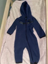 Nike Baby Tech Fleece Jumpsuit 6M Full Zip Hooded One Piece Navy
