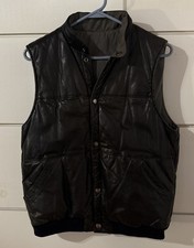 Vintage M. Julian Medium Black Leather Bomber Vest Made In Korea Reversible