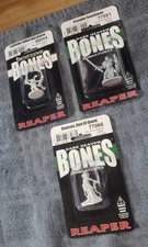 Lot Of 3 Dark Heaven Pathfinder Bones Reaper Miniatures On Unopened Cards