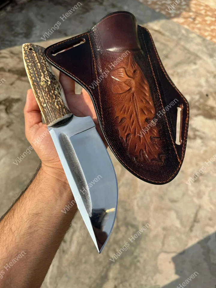 Custom Handmade Carbon Steel Stag Horn Handle Bowie Knife Hunting Survival Knife - Bild 2 von 4