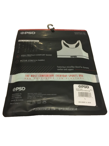PSD PINEAPPLE PUNCH The Most Comfortabe Everday Sports Bra Women's Size L NIP - Picture 3 of 6