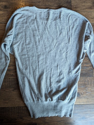 BKE Boutique Women's Gray Speckled Tunic Sweater w/ Beading Size Med 100% Cotton - Picture 13 of 16