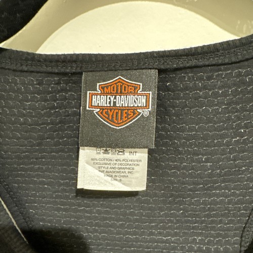 Harley Davidson Women's Black Ribbed Sequin Logo Tank Silver Bar & Shield S - Picture 3 of 9