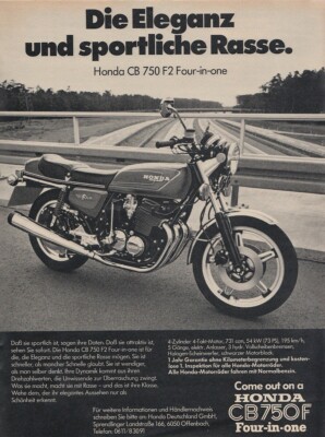 Honda CB 750 F2 Four-in-one - Reklame Werbeanzeige Original-Werbung 1978