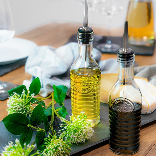 Bormioli Rocco 2x Officina 1825 Olive Oil Bottle with Pourer Cook 268ml Clear - Picture 5 of 7