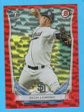 2014 Bowman Draft Baseball Zech Lemond Rookie Red Ice Refractor 033/150 Padres