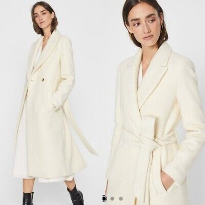 Club Monaco | Slim Belted Ivory White Wool Coat NWT | eBay