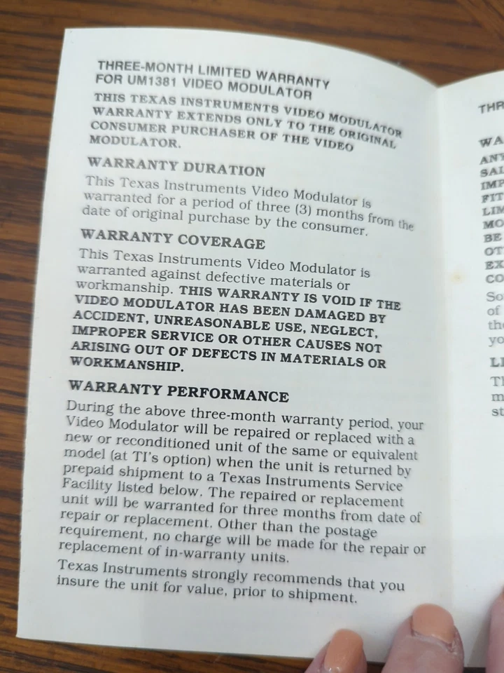 Texas Instruments Home Computer Accessory Video Modulator UM1381 Manual Guide - Image 3 of 4