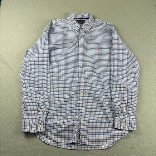 Ralph Lauren Shirt Mens XL Blue Plaid Classic Fit Long Sleeves Button Up