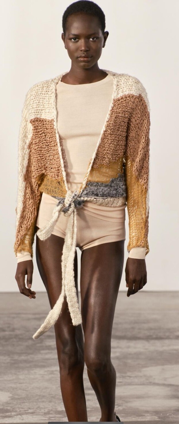 ZARA Knit  Mesh Loose Knit Tie  Cardigan, Size S  (US), NWT #Vv