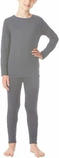 KIDS SMALL GREY HTR 32 DEGREES HEAT LONG SLEEVE TEE & LEGGINGS SET BASE LAYER