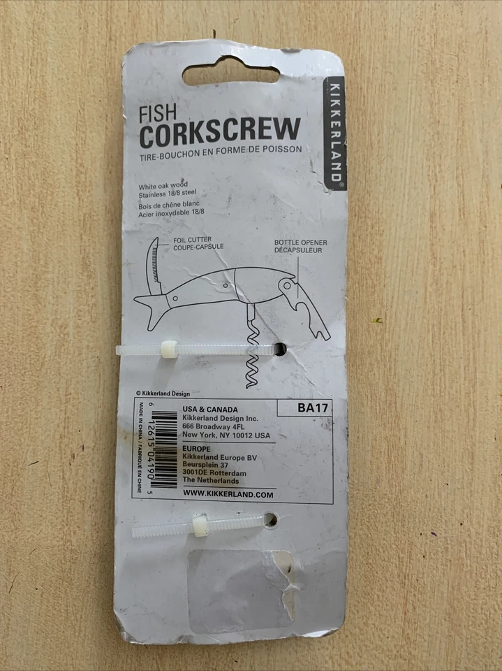 Kikkerland BA17 木质鱼开瓶器 铝箔切割机,不锈钢 — 第 2/4 张图片