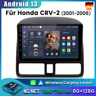 128GB Android 13 Autoradio CarPlay GPS Navi Für Honda CR-V II CRV 2 RD 2000-2006