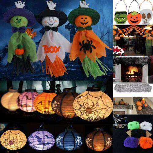 Halloween Decor Pumpkin Light Lantern Spider Web Outdoor Hanging Ghost Props New - Picture 1 of 28