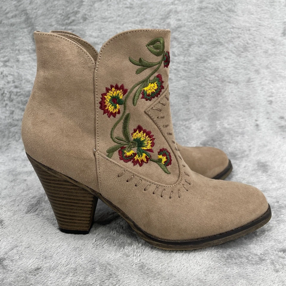 Botines MIA Bordados Festival Occidental Boho Floral Tacón Melrose 6M Foto 2 de 4