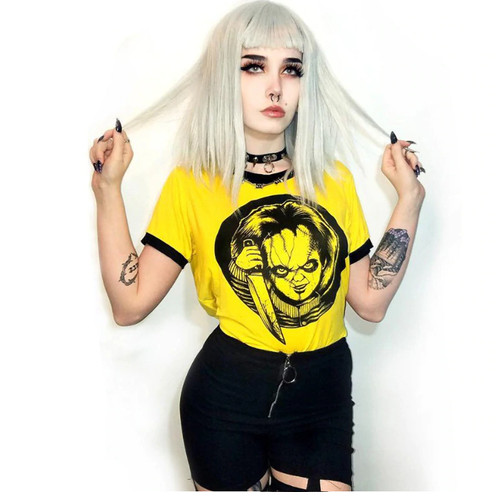 Bride Crop Top Punk Gothic Chucky Doll 