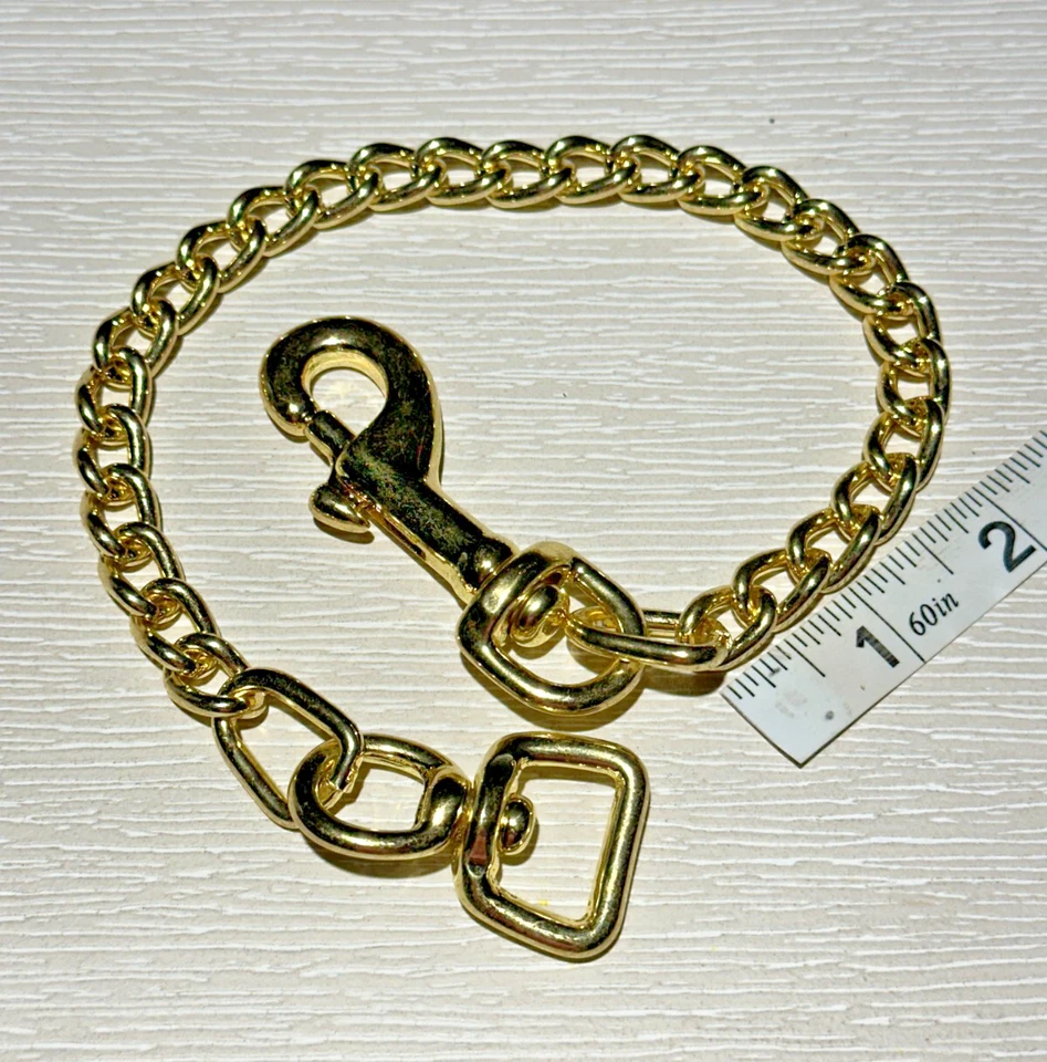 Rare 17” Miniature Donkey/Horse Show Lead Chain –Brass Plated w/ 3mm Small Links - Image 2 of 4
