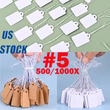 500/1000PC Garage Sale Price Tags Size #5 Blank Merchandise Hang String Strung