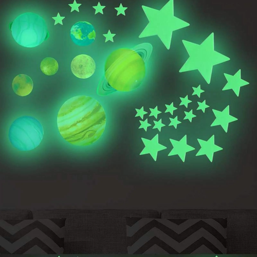 Pegatinas de pared del sistema solar luminoso: estrellas y planetas que brillan en la oscuridad - Imagen 9 de 12