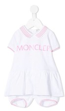 Moncler Enfant NWT Logo Front Set White And Pink Cotton Baby Girl Size 18/24 M