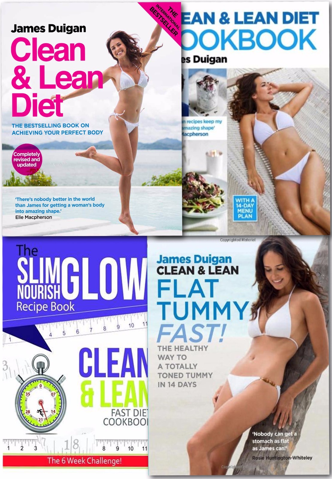 Clean and Lean Diet Cookbook James Duigan 4 Books Collection Set Flat Tummy Fast