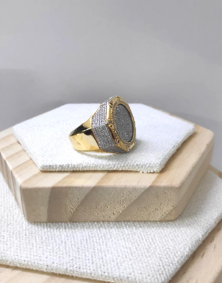 3CT Lab Created Diamond Men's Wedding Ring Band 925 Sterling Silver Gold Plated - Image 2 of 4