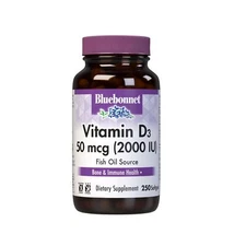 Bluebonnet Vitamin D3 2000 IU High Potency 250 Softgels Immune Support Gluten...