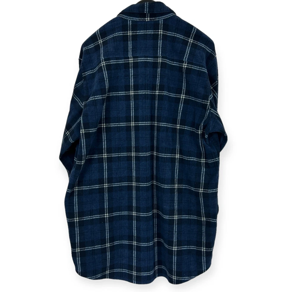 Camisa de hombre LL Bean mediana pesada suave polar abotonada a cuadros poliéster azul Foto 4 de 4