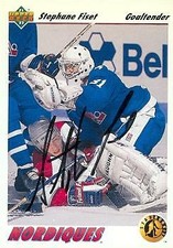 Stephane Fiset autographed Hockey Card (Quebec Nordiques) 1991 Upper Deck #452