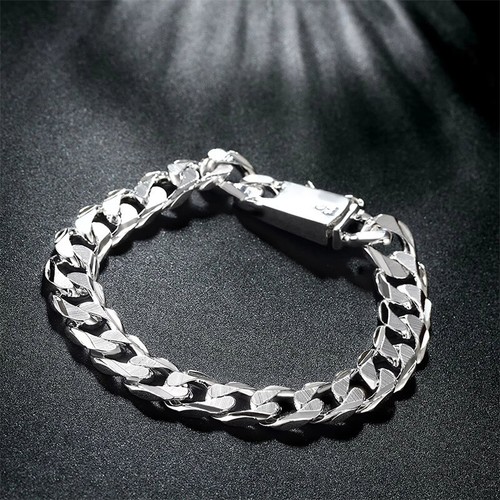 2X Silver Bracelet for Men Jewelry Heavy Thick Cuban Link Chain Bangle Best Gift - Picture 7 of 11