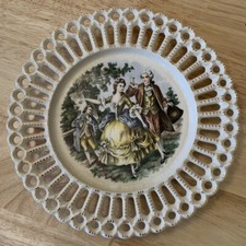 Vintage Victorian Dancing Plate Scalloped Edges Victorian Gold Dotted Rims