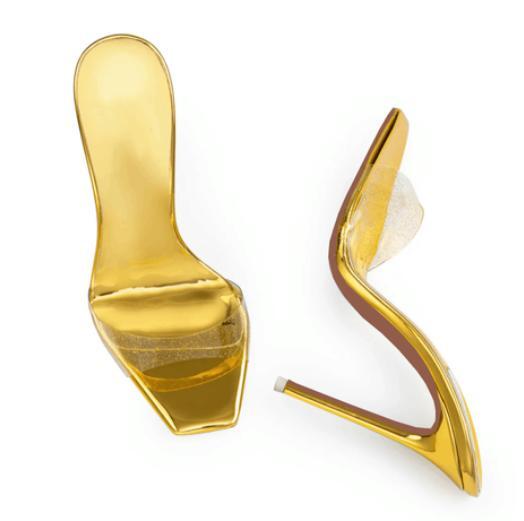 PANTOFOLA D’ORO Scarpe ciabatte donna 2024 nuove punta quadrata punta aperta stiletto festa moda sexy