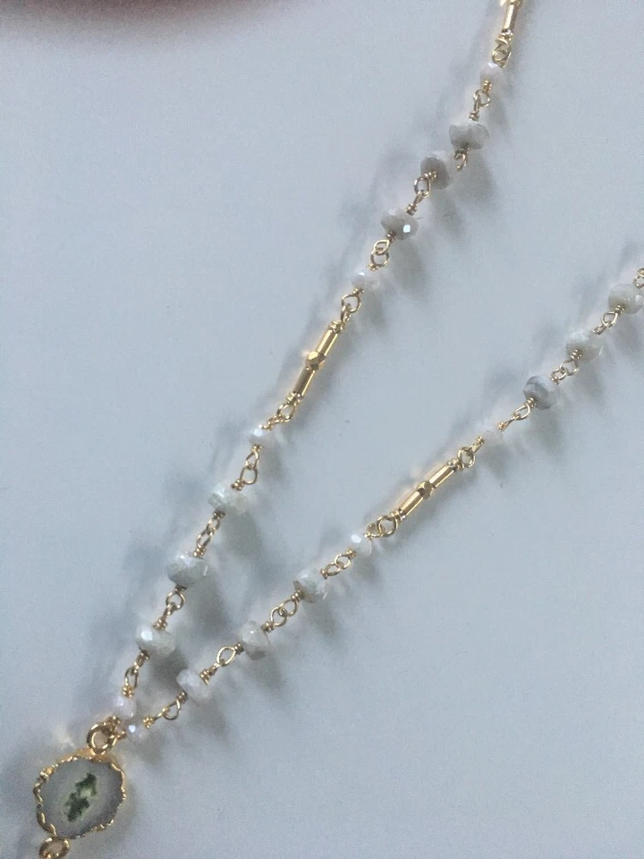 Chan Luu NWT Sterling Silver 18ktGp White Mix Semiprecious Necklace W/dagger  - Image 4 of 4