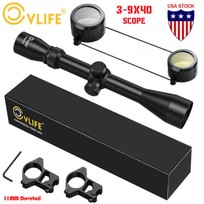 Hunting Rifle Scope 3-9x40 R4 Crosshair Reticle Optics Gun Scope with 11mm Mount