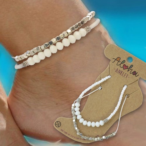 Pulsera al tobillo con cordón dama cuentas de cristal pie ajustable playa - 50 ESTILOS - Imagen 6 de 159