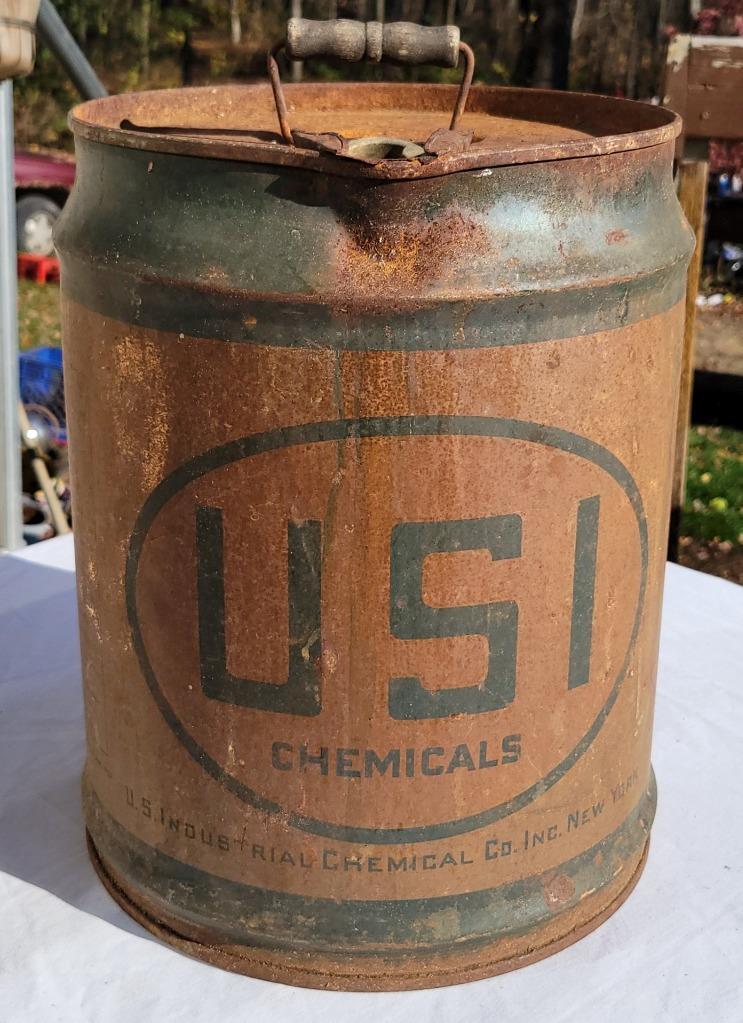 Vintage USI Chemical Can 5 Gallon Wood Handle Rusty Empty | eBay
