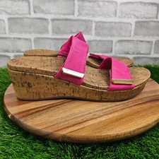 Vionic Sandals Sz 11 Atlantic Pepper Hot Pink Leather Orthotic Cork Wedge Barbie