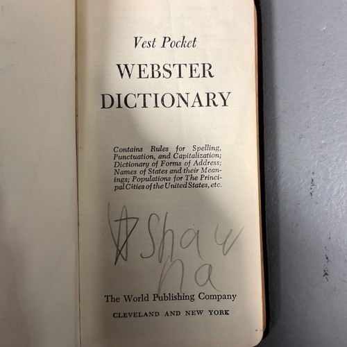 Vest Pocket Webster Dictionary Self Pronouncing Vintage Leatherback Book 1962 - Picture 22 of 24