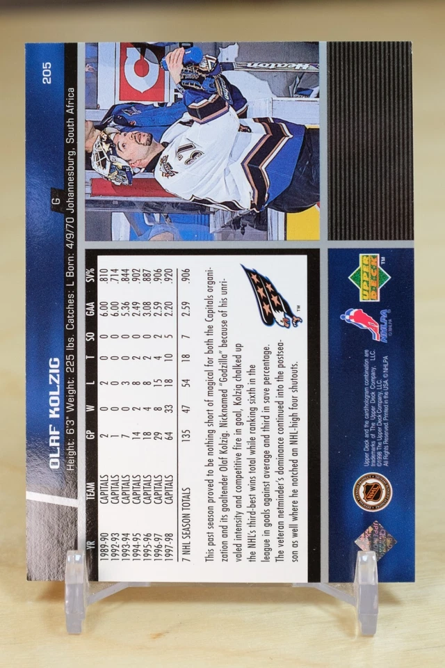 1998-99 Upper Deck Hockey Base #205 Olaf Kolzig - Washington Capitals - Image 2 of 2