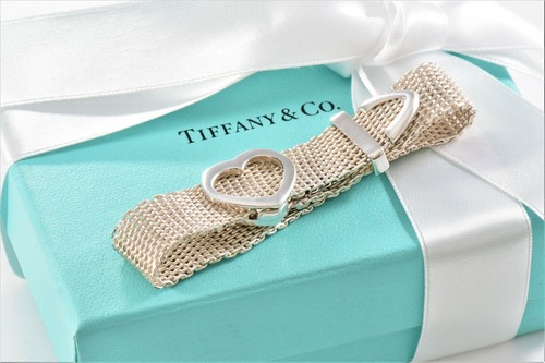 Tiffany & Co Silver Somerset Heart Mesh Belt Buckle 8.5" Bracelet & Pouch Rare - Picture 11 of 12