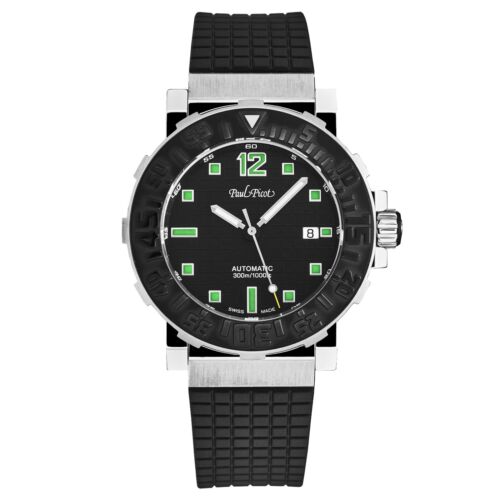 Paul Picot Men's 'C-Type' Black Dial black Strap Automatic Watch P4118.SNGNN3016 - Picture 1 of 4