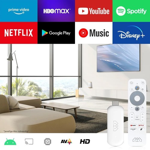Homatics Stick HD Android TV WiFi Mediaplayer Stick mit Sprachfernbedienung Weiß - Bild 2 von 7