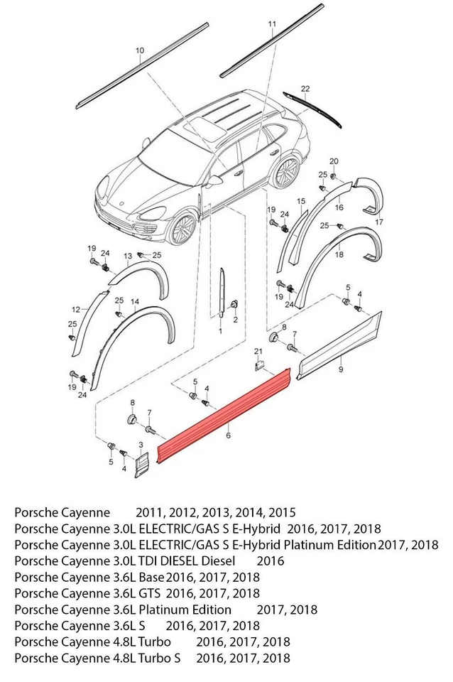 Porsche Cayenne 2011–2018 Front Right Door Molding Panel Trim Lower Side Cover Foto 4 de 4