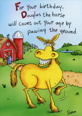 Douglas The Horse Funny Birthday Card - Greeting Card by Oatmeal Studios