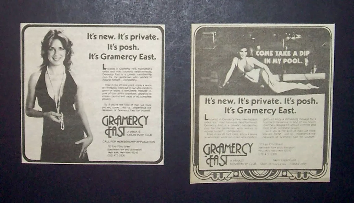 Gramercy East NYC Spa Bathhouse Swinger Sex Club 1979 Promo Ad Lot (2 Ads) eBay pic