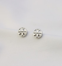 Silver Tory Burch Double T-Shape Stud Earring...