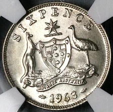 1963 NGC PF 67 Australia 6 Pence Gem Proof Elizabeth II Coin POP 8/1 (25012901C)
