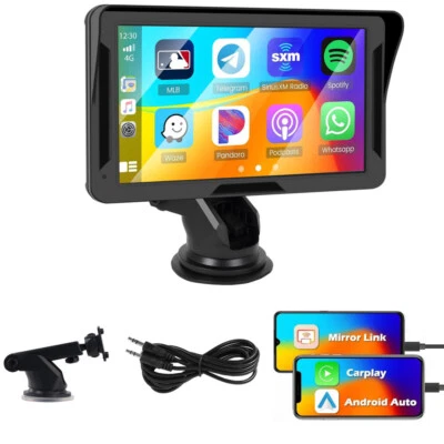 RACRDO 7" Portable Car Stereo BT Wireless Apple Carplay Android Auto Touch Screen Radio