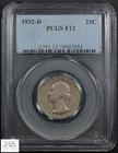1932 D George Washington Silver Quarter 25C PCGS F 12
