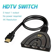 4K HDMI 2.0 Cable Auto Switch Switcher Splitter Adapter 3 In to 1 Out Devices
